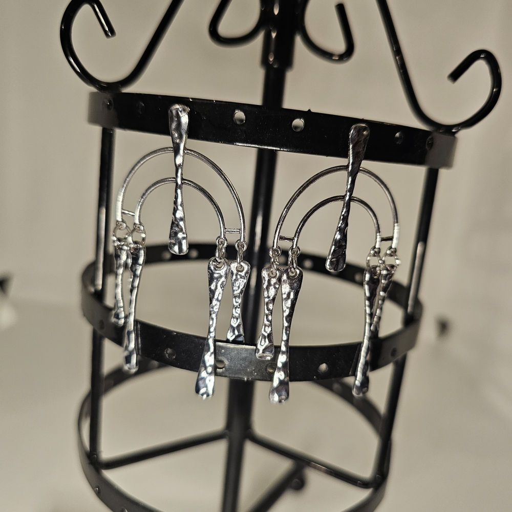 Silver Textured Dangle Earrings